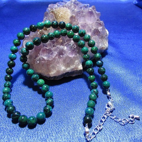 Collier perles Chrysocolle Azurite